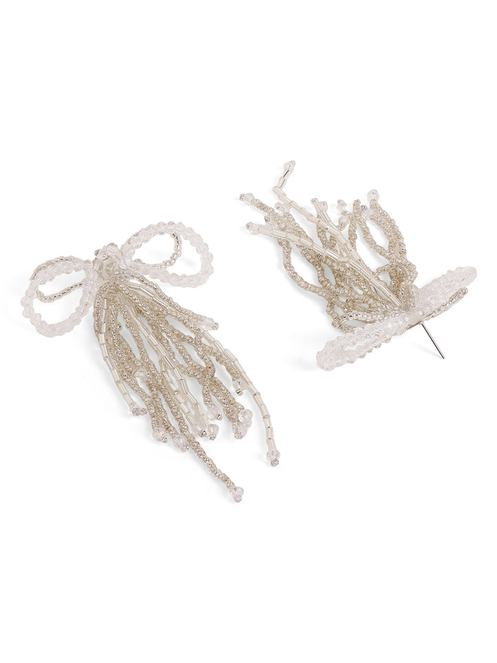 Priyaasi Silver Plated Beaded Drop Earrings