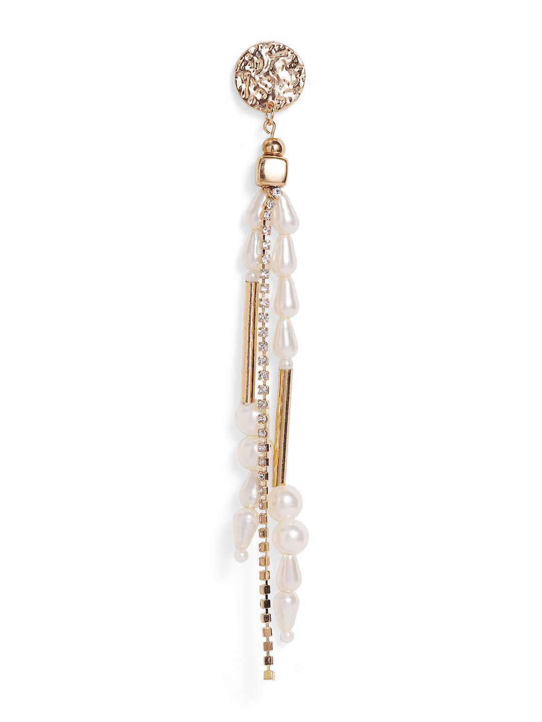 Priyaasi Gold Plated White Beaded Dangle Earrings