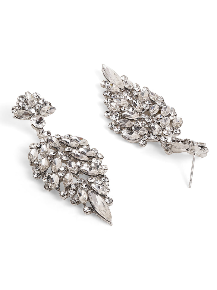 Priyaasi Silver Plated Crystal Drop Earrings