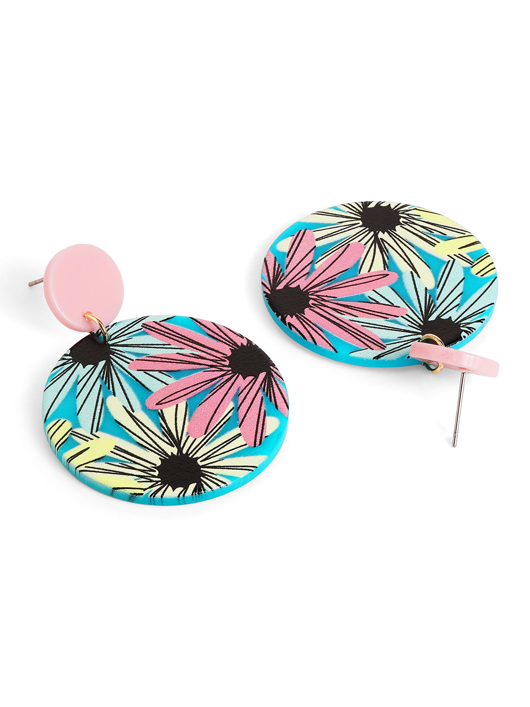 Priyaasi Pink Floral Drop Earrings