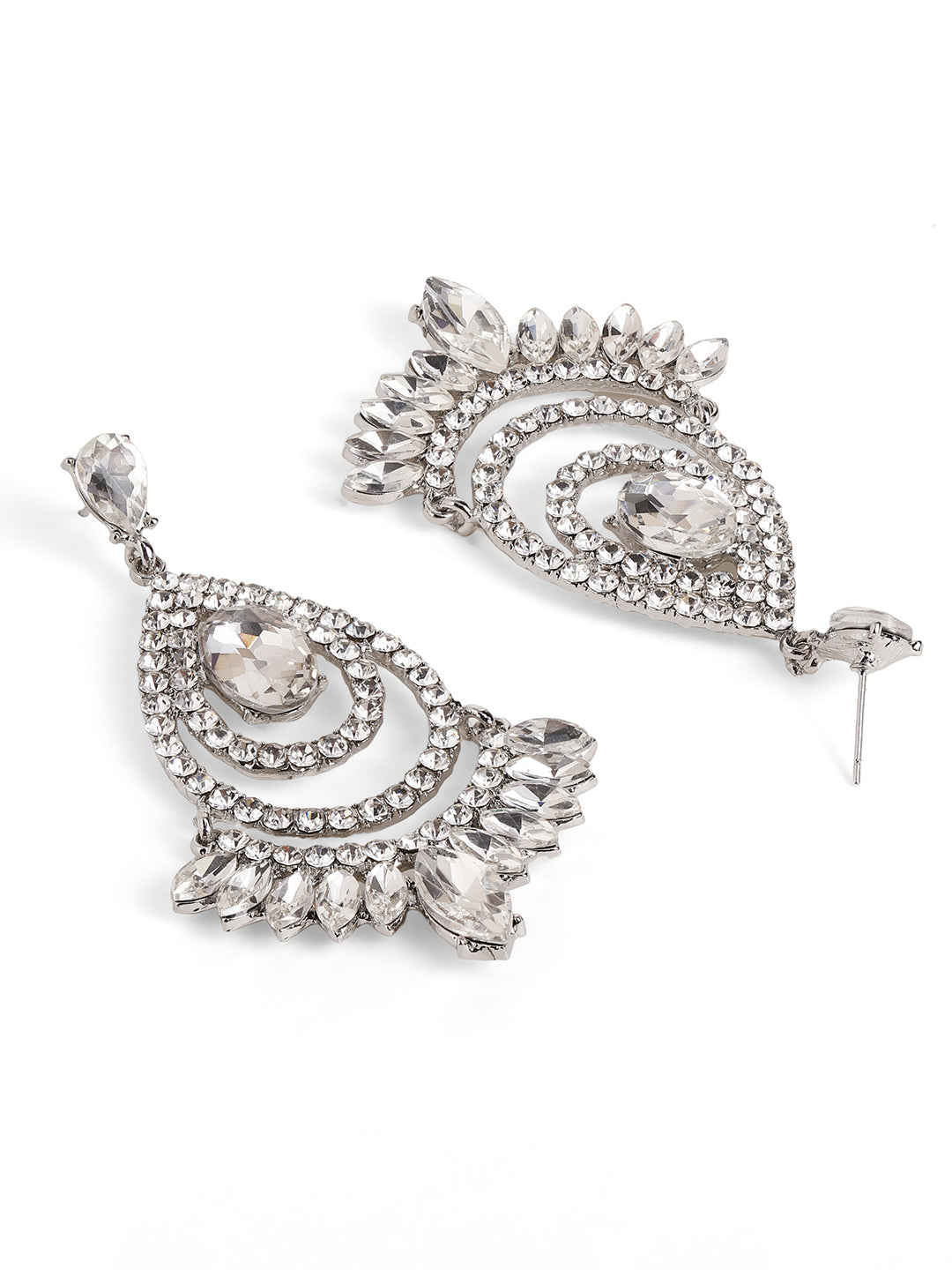 Priyaasi Silver Plated Crystal Drop Earrings
