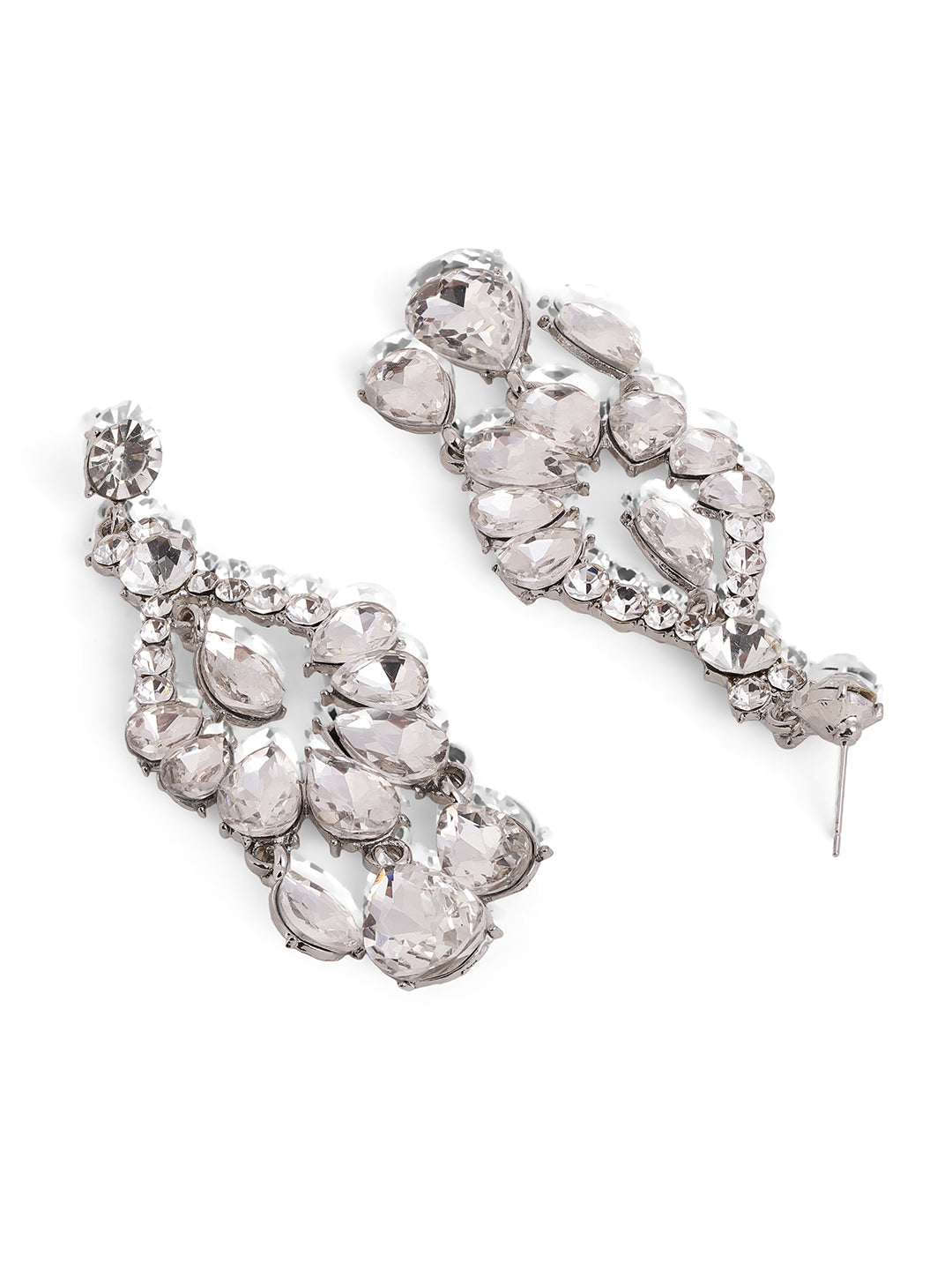 Priyaasi Silver Plated Crystal Drop Earrings