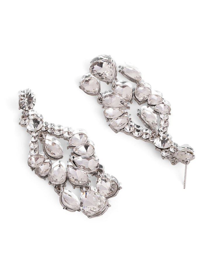 Priyaasi Silver Plated Crystal Drop Earrings