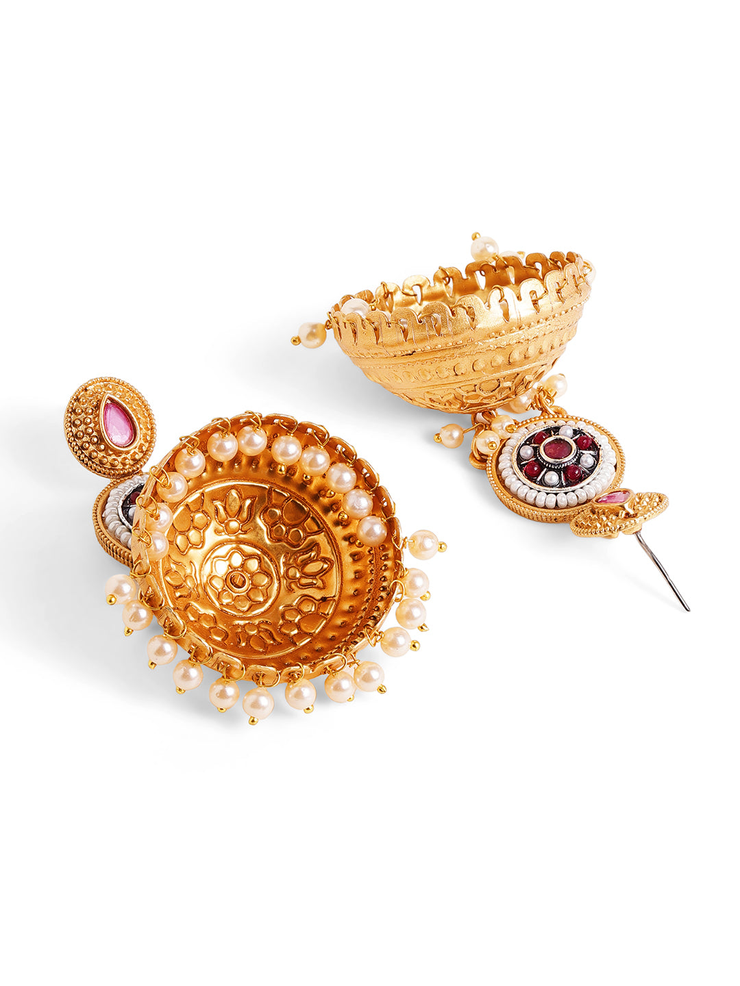 Priyaasi Gold Plated Kundan Jhumka Earrings