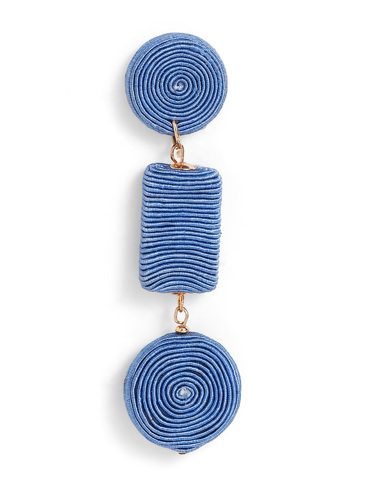 Priyaasi Gold Plated Blue Beaded Drop Earrings