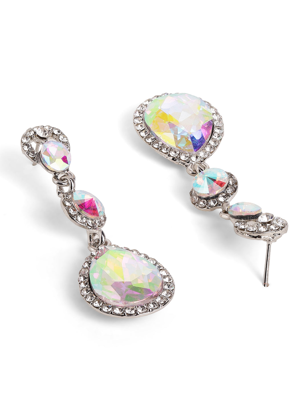 Priyaasi Silver Plated Crystal Drop Earrings