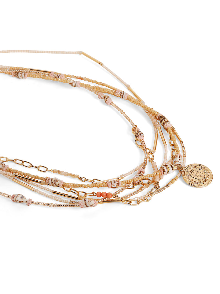 Priyaasi gold plated multi colored multi layer beaded necklace