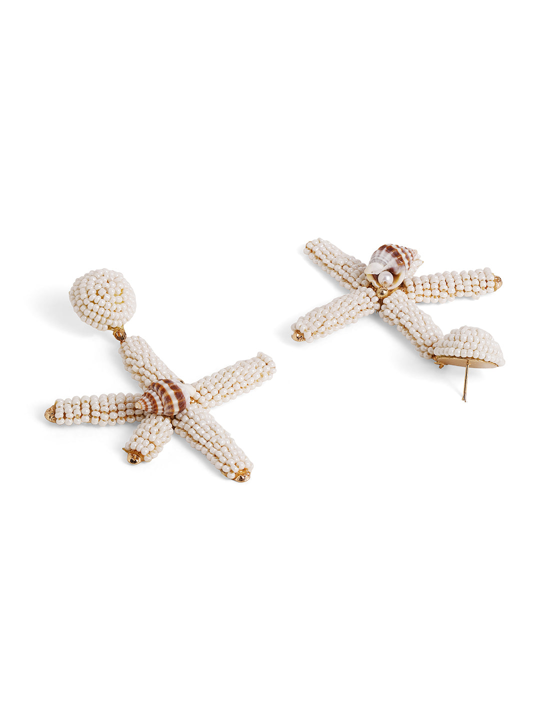 Priyaasi Gold Plated White Beaded Drop Earrings