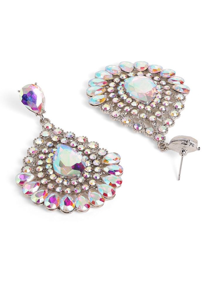 Priyaasi Silver Crystal Drop Earrings