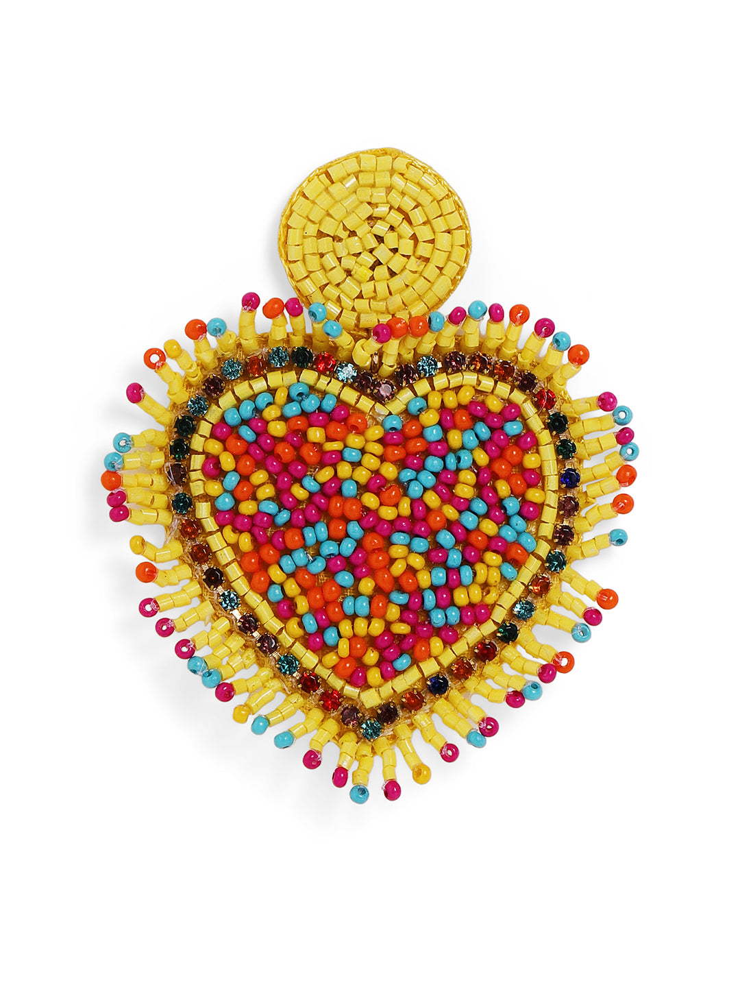 Priyaasi Yellow Beaded Drop Earrings