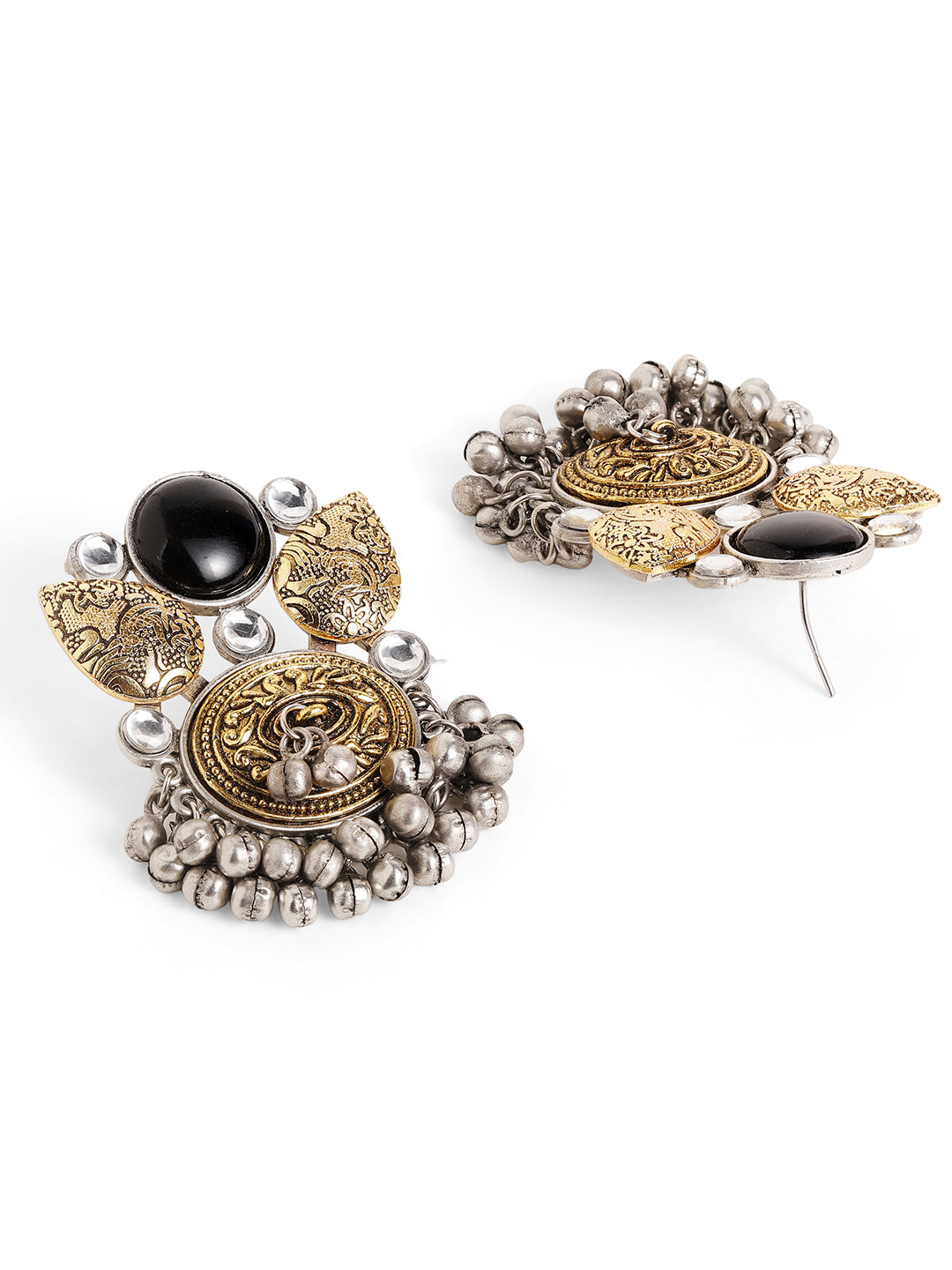 Priyaasi Silver Plated Oxidized Drop Earrings
