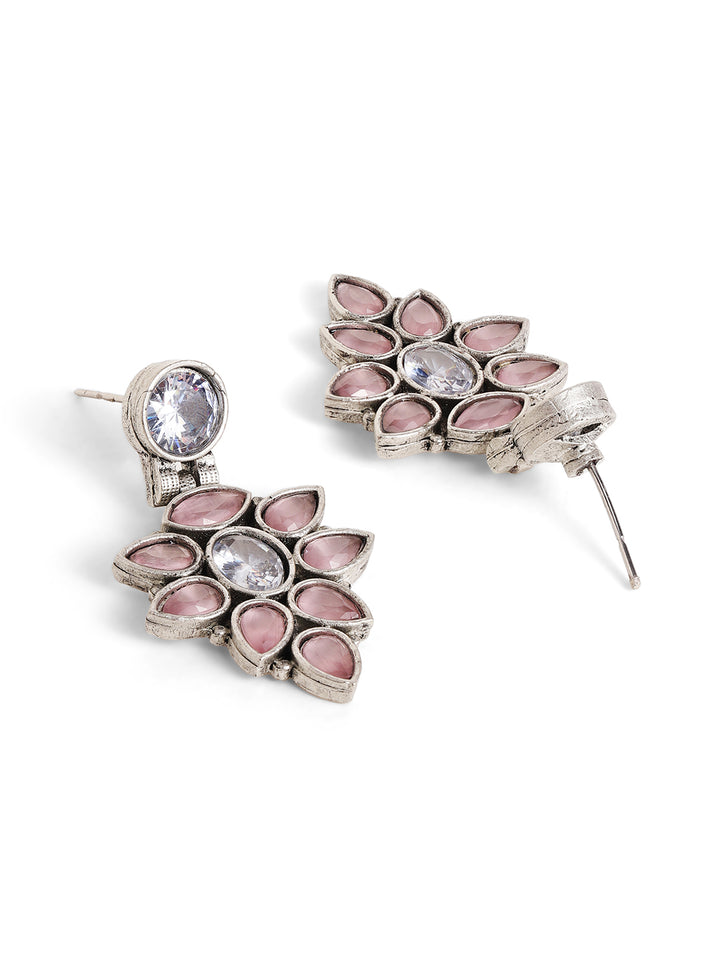 Priyaasi Silver Plated Crystal Drop Earrings