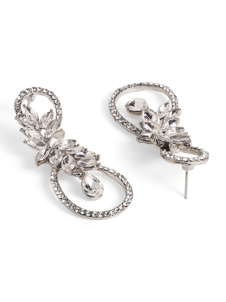 Priyaasi Silver Plated Silver Crystal Drop Earrings