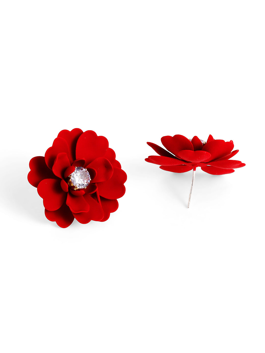 Priyaasi Red Floral Stud Earrings
