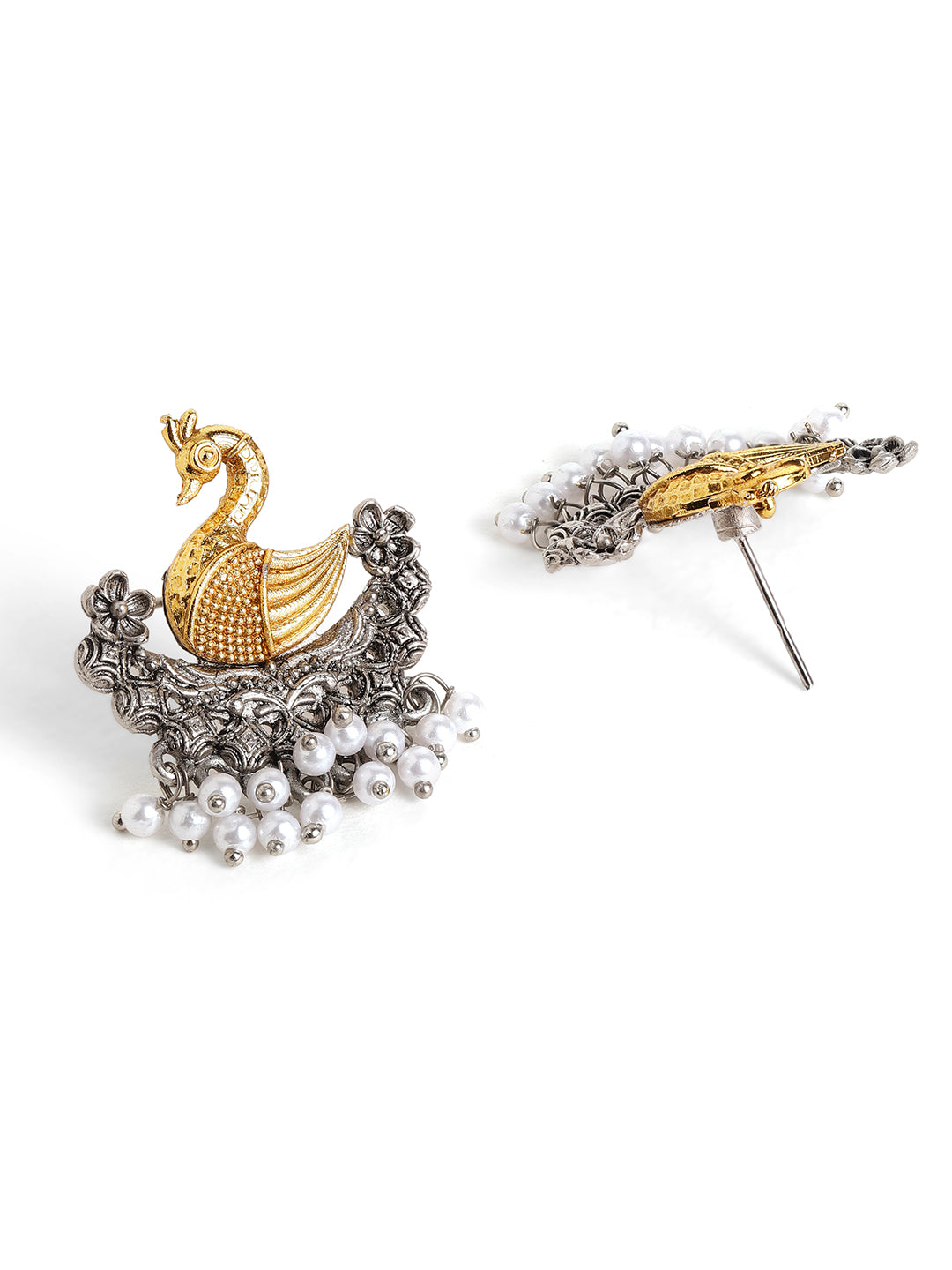 Priyaasi Silver Plated Oxidized Stud Earrings