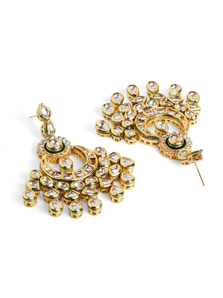 Priyaasi Gold Plated Kundan Chandbali Earrings