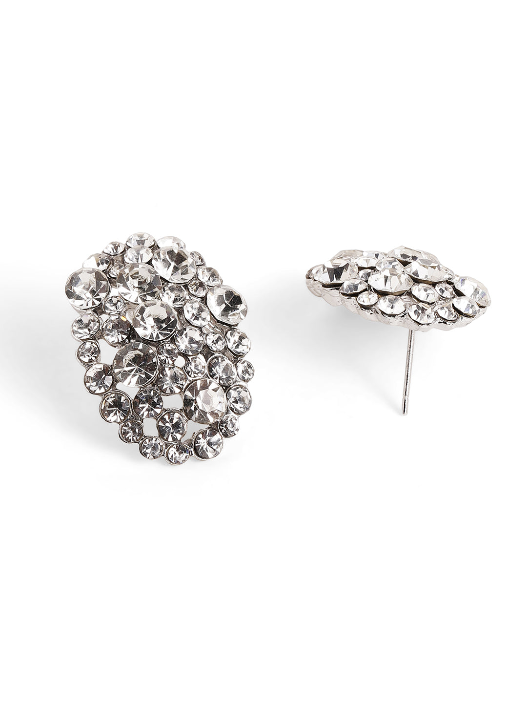 Priyaasi Silver Plated Crystal Stud Earrings