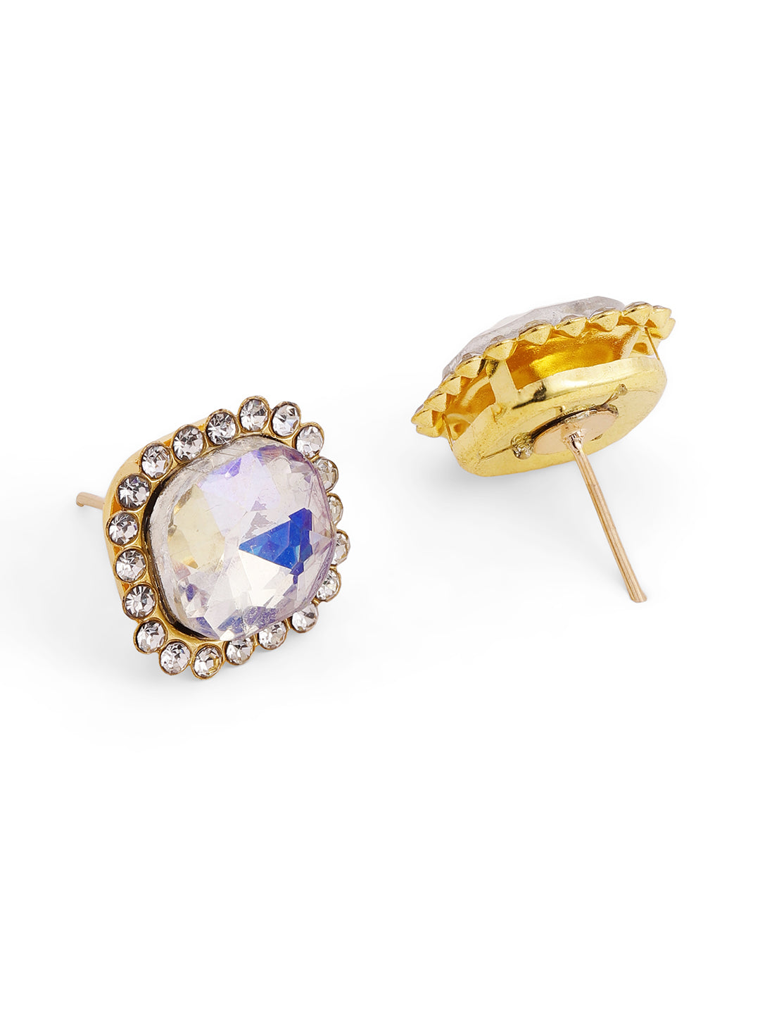 Priyaasi Silver Plated Crystal Stud Earrings