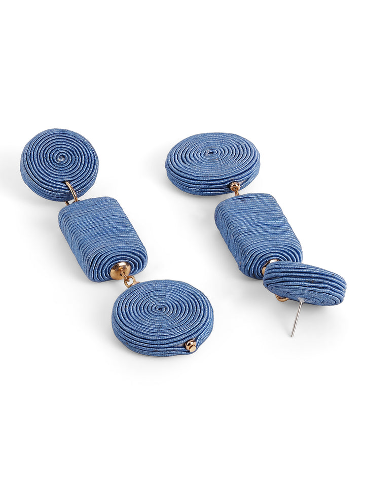 Priyaasi Gold Plated Blue Beaded Drop Earrings
