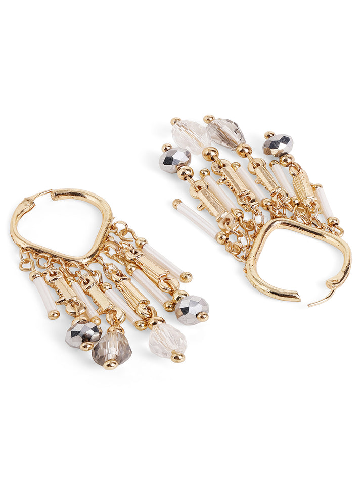 Priyaasi Gold Plated Beaded Drop Earrings
