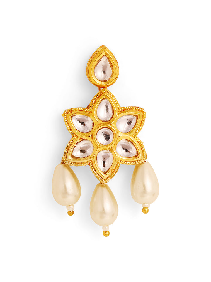 Priyaasi Gold Plated Kundan Drop Jewellery Set
