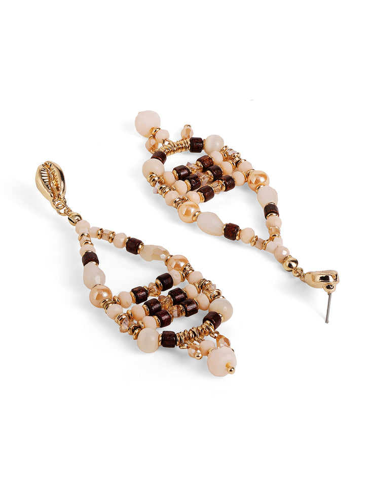 Priyaasi Gold Plated Beaded Drop Earrings