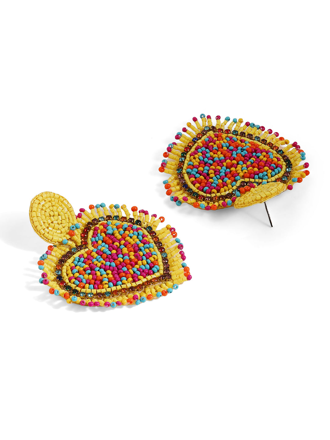 Priyaasi Yellow Beaded Drop Earrings