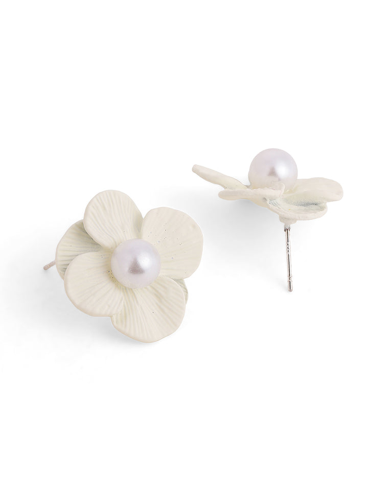 Priyaasi Silver Floral Stud Earrings