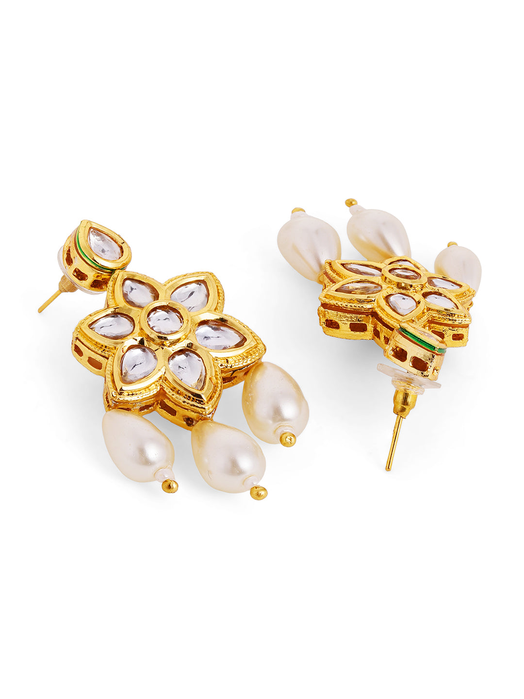 Priyaasi Gold Plated Kundan Drop Jewellery Set