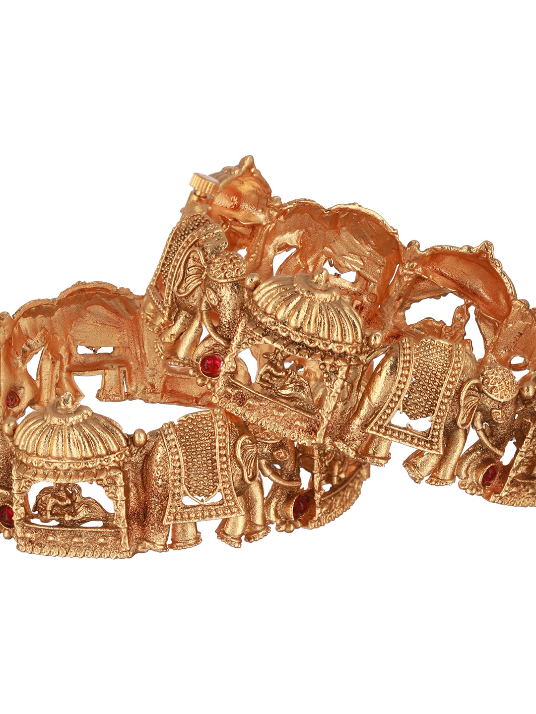 Studded Doli Pattern Gold-Plated Bangle Set of 2