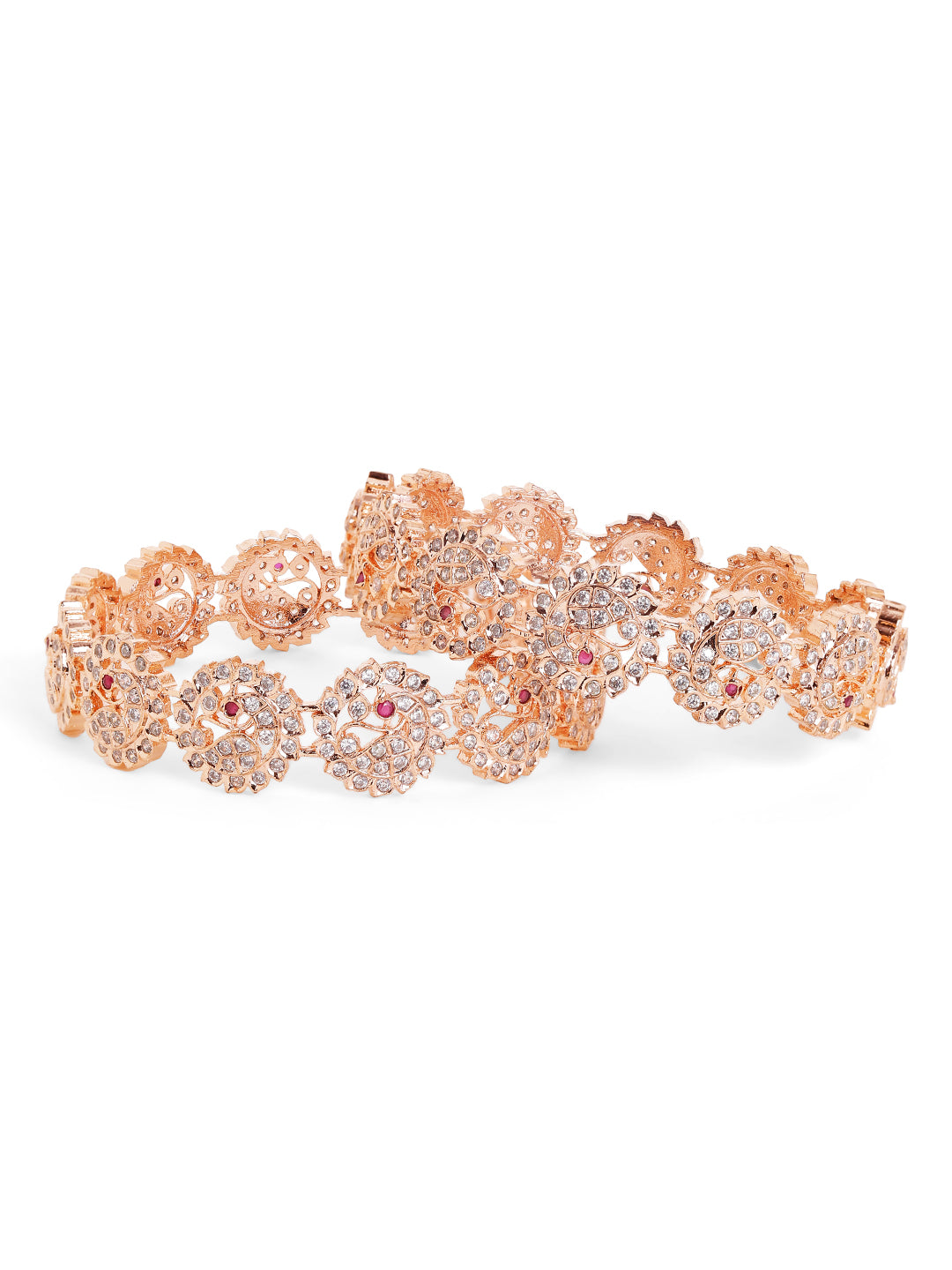 Floral AD Elegant Finest pair of Rosegold Plated Bangles