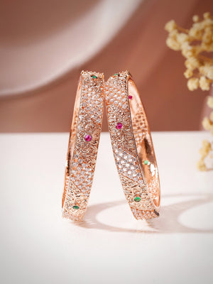 Simple AD Elegance Statement Rosegold pair of Bangles