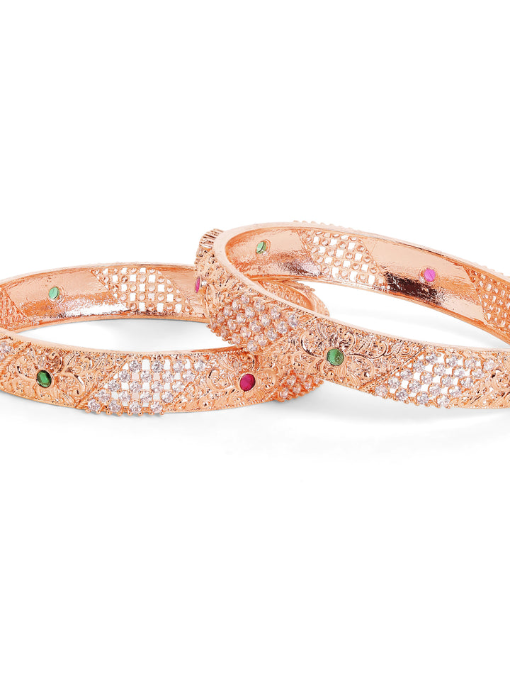 Simple AD Elegance Statement Rosegold pair of Bangles