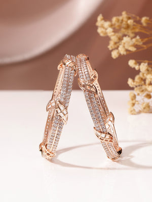 Rosegold Whitestone AD Elegant Rosegold Pair of Bangles