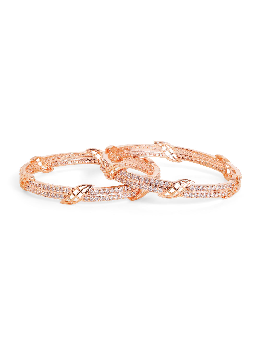 Rosegold Whitestone AD Elegant Rosegold Pair of Bangles