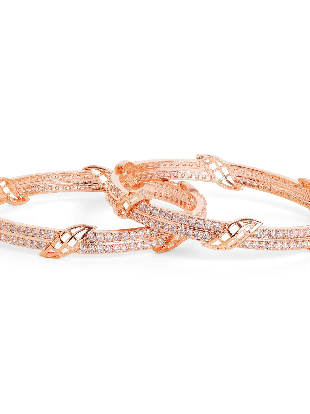 Rosegold Whitestone AD Elegant Rosegold Pair of Bangles