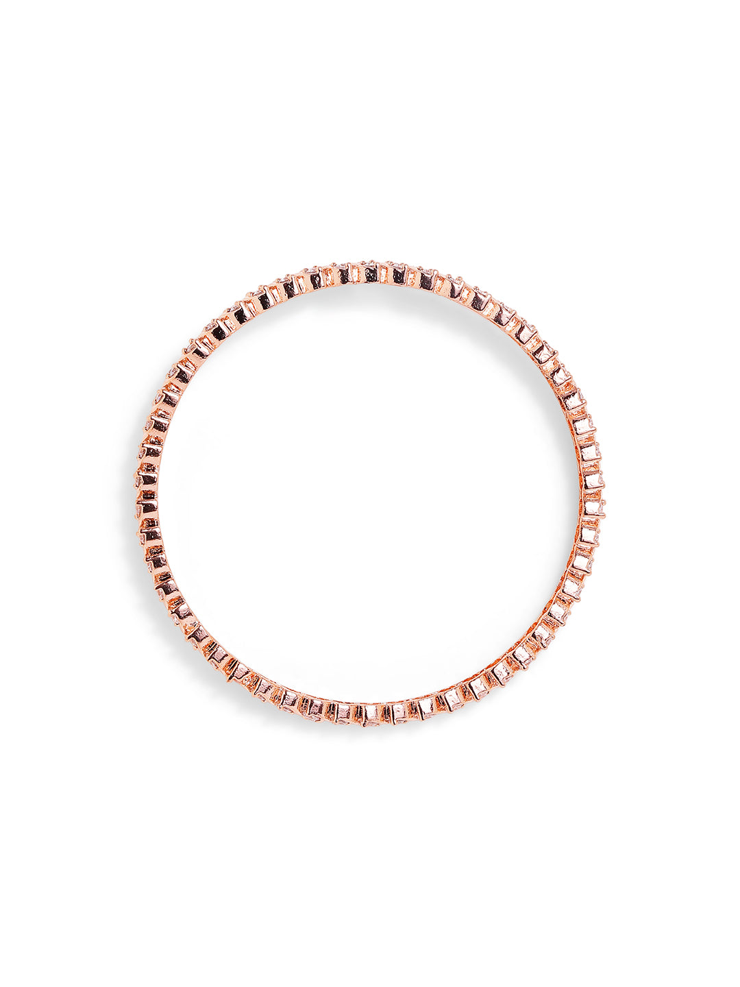 Simple Whitestoned AD Rosegold Pair of Bangles