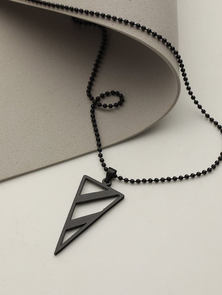 Bold by Priyaasi Black Beaded Chain for Men with Triangular Pendant
