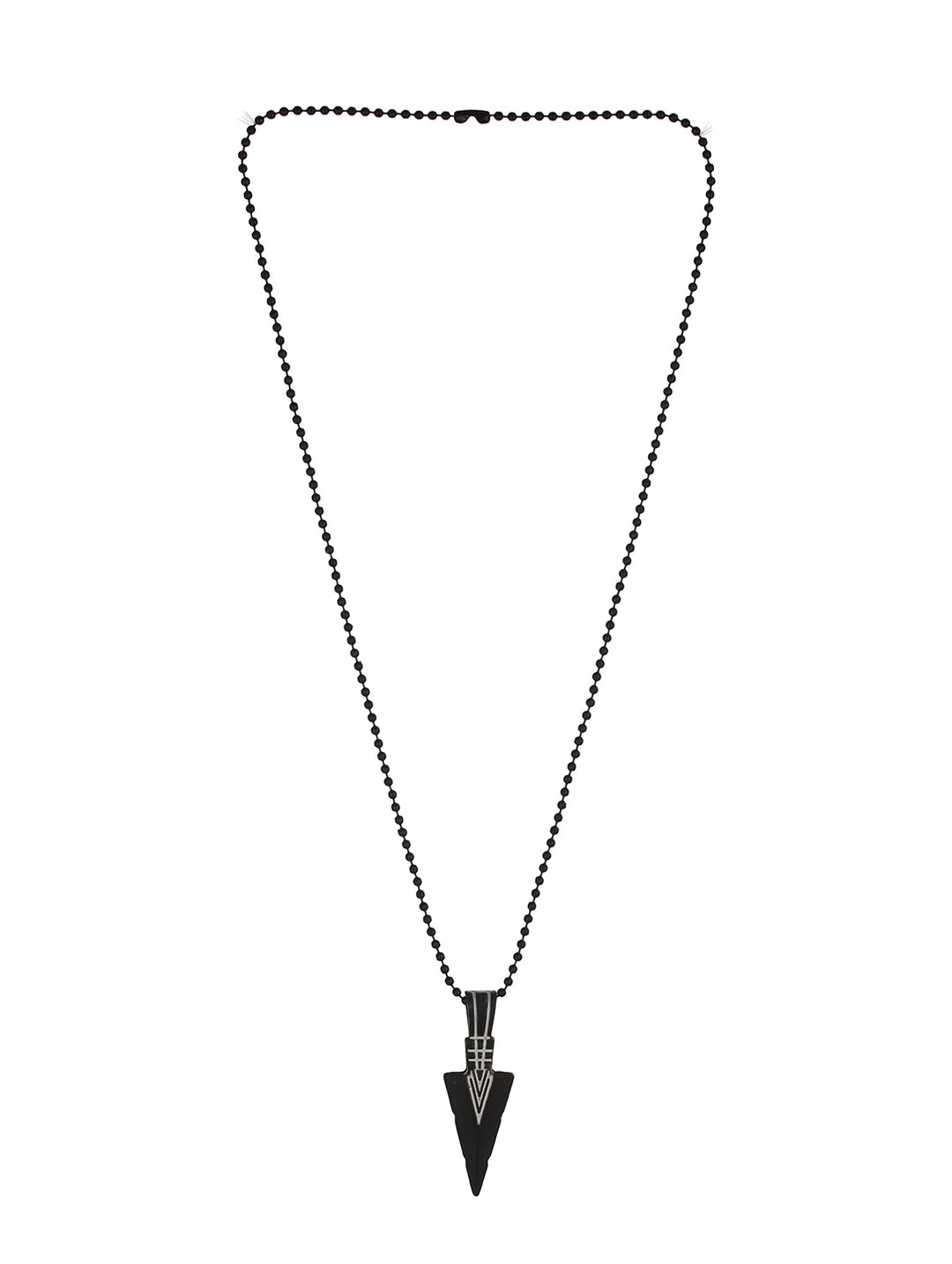 Bold by Priyaasi Black Beaded Chain for Men with Striped Triangular Pendant