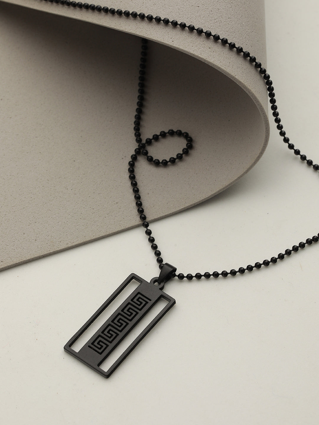 Bold by Priyaasi Black Beaded Chain for Men with Blade Pendant
