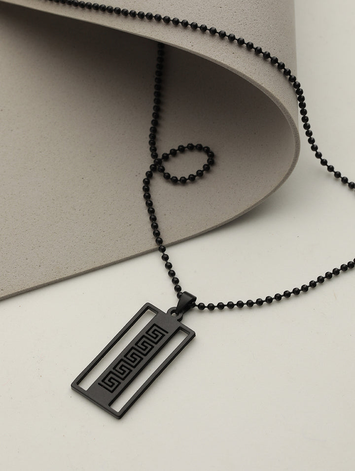Bold by Priyaasi Black Beaded Chain for Men with Blade Pendant