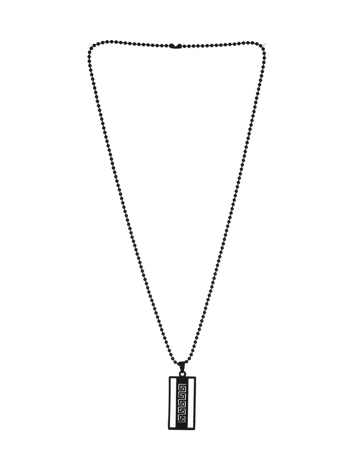 Bold by Priyaasi Black Beaded Chain for Men with Blade Pendant