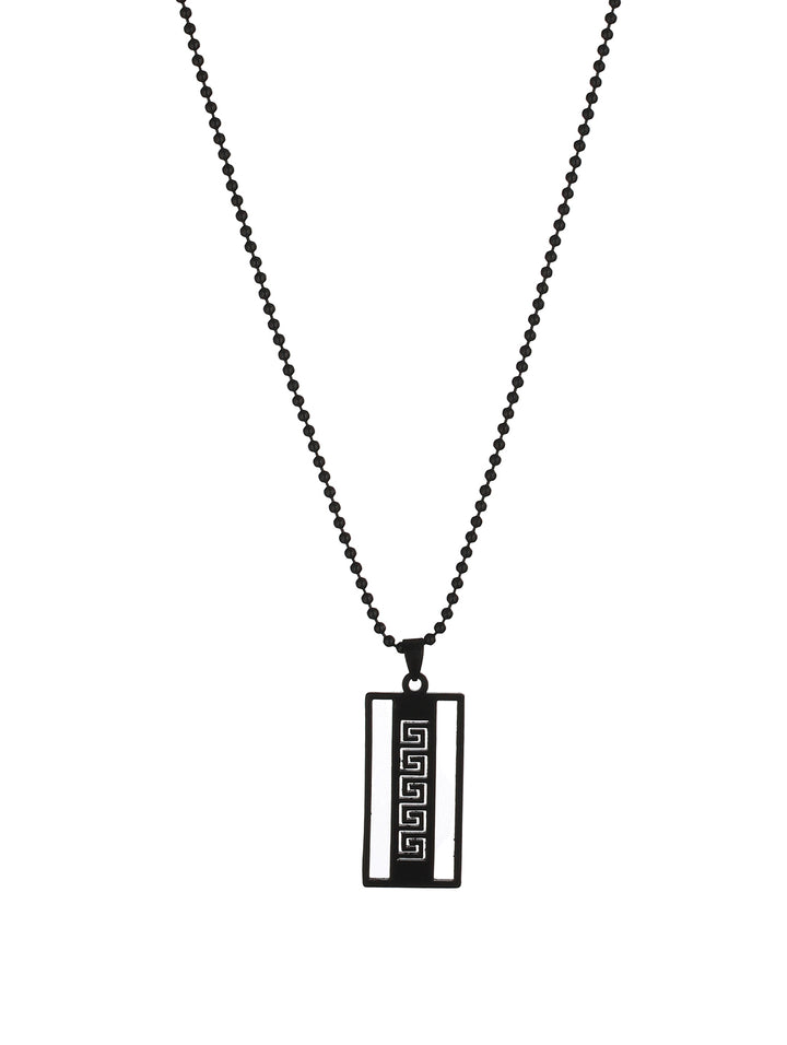 Bold by Priyaasi Black Beaded Chain for Men with Blade Pendant