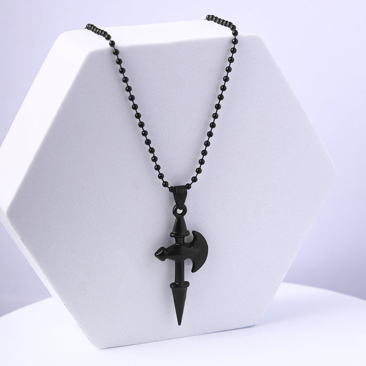 Bold By Priyaasi Men's Bold Elegance Black-Plated Axe Pendant Chain