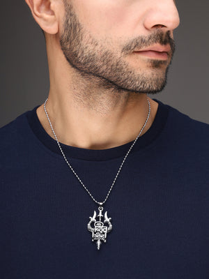 Bold By Priyaasi Men's Silver Plated Chain with Silver Pendant