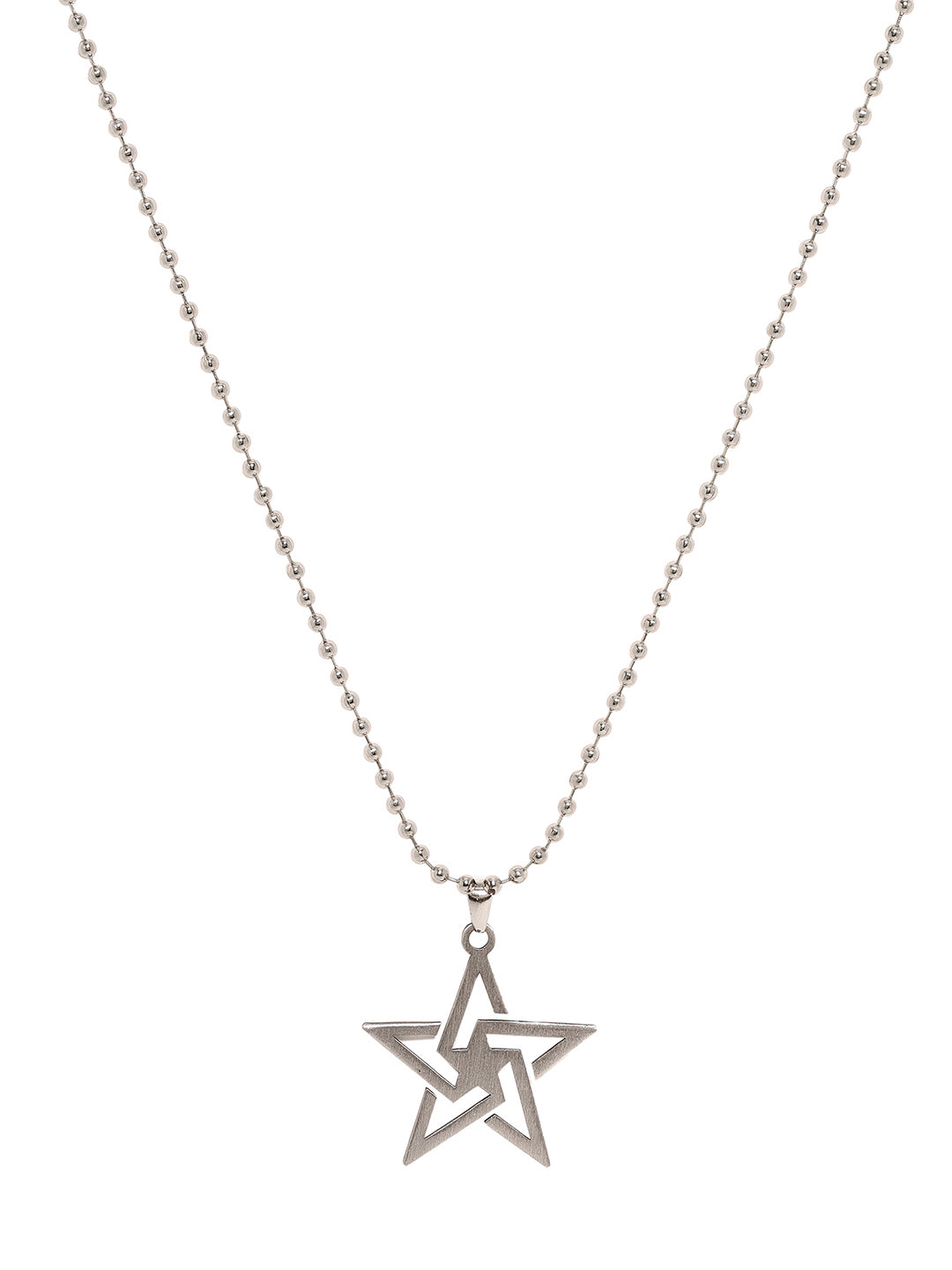 Exquisite Silver-Plated Men's Chain with Striking Start Pendant