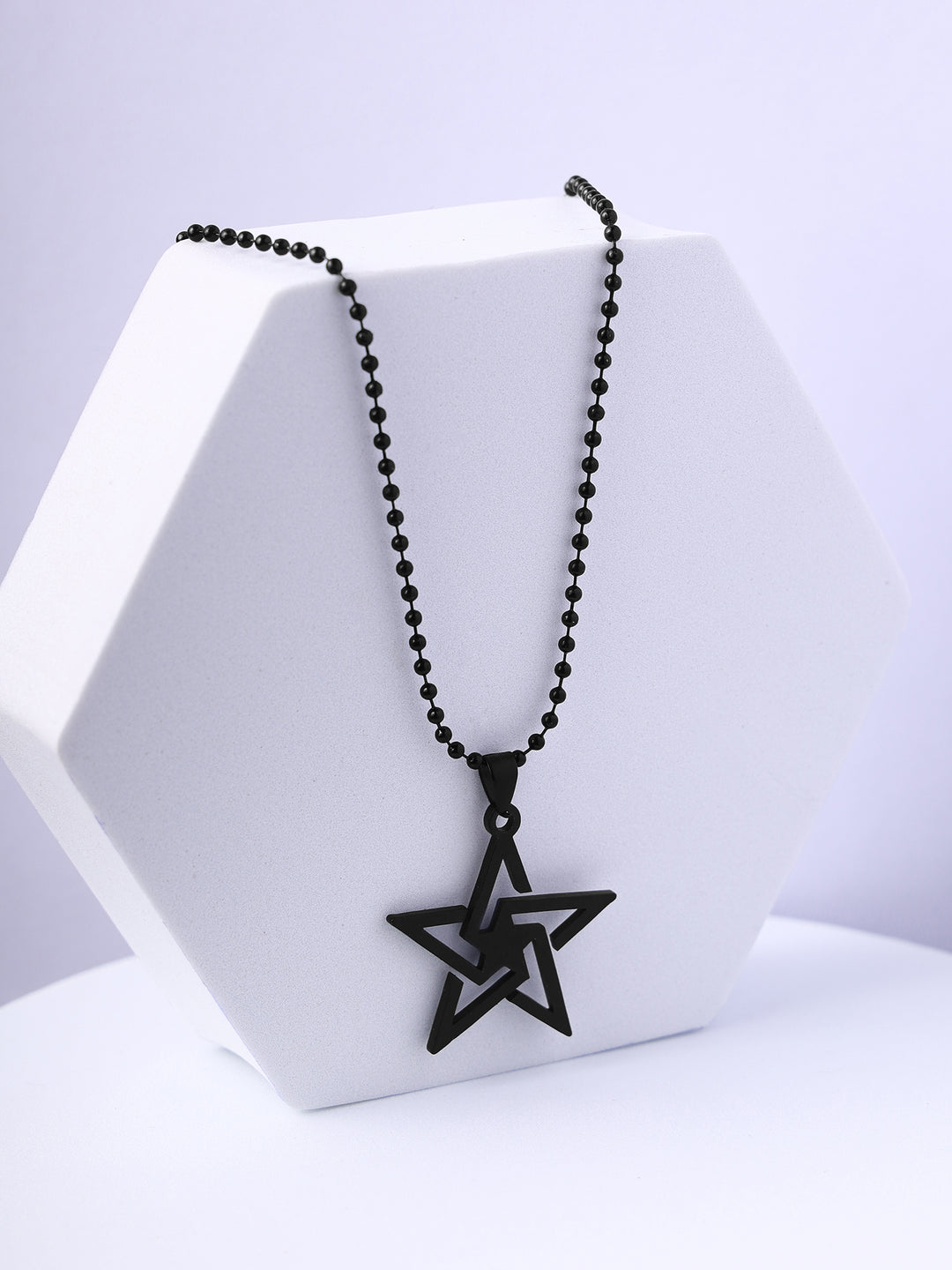 Bold By Priyaasi Men's Black Plated Star Pendant Chain