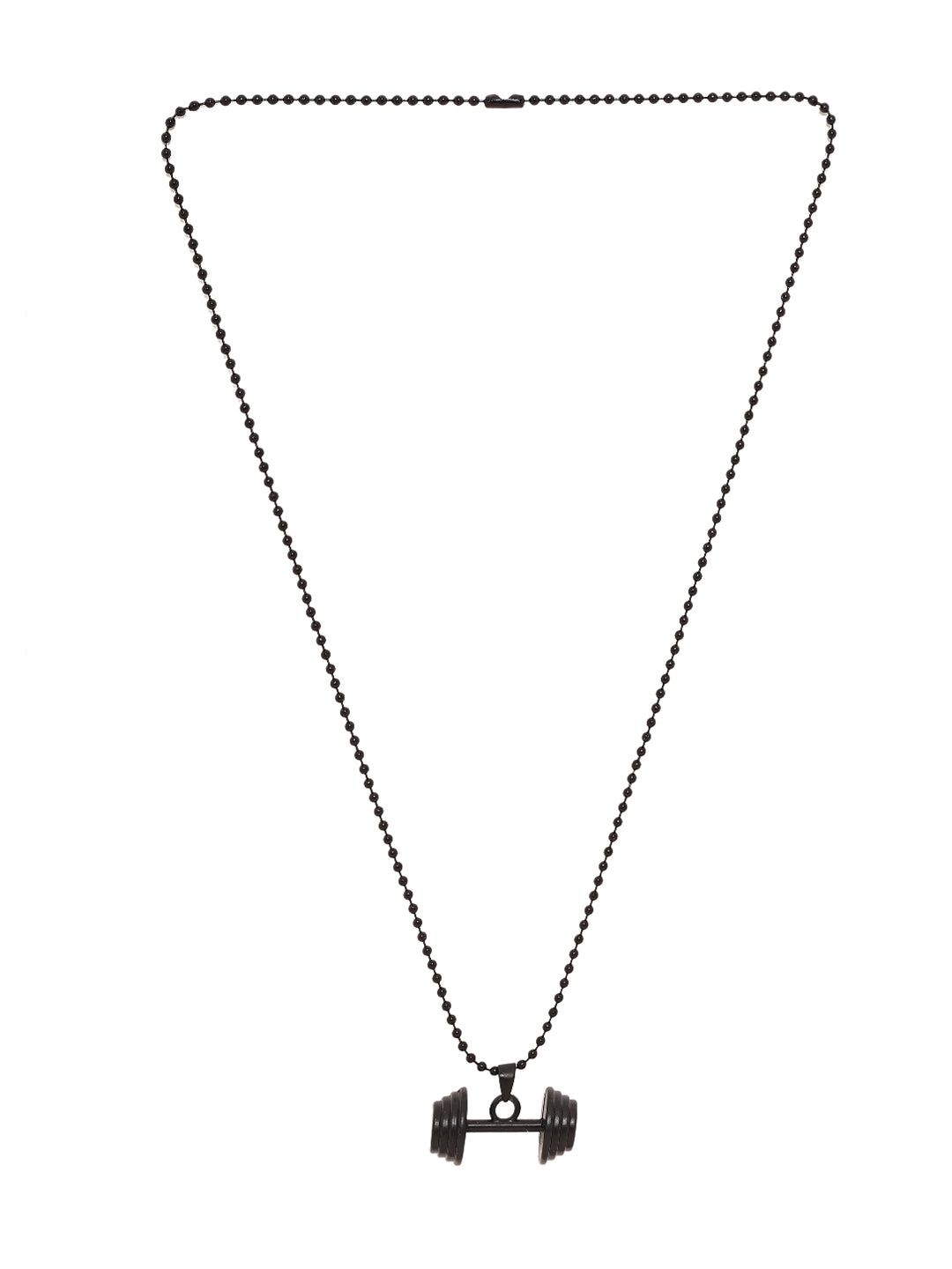 Bold by Priyaasi Bold Style Men's Black Plated Chain with Dumbbell Pendant