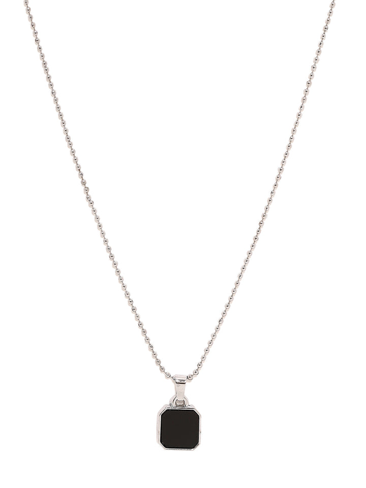 Bold by Priyaasi A Timeless Silver-Plated Men's Statement Chain with Black Pendant