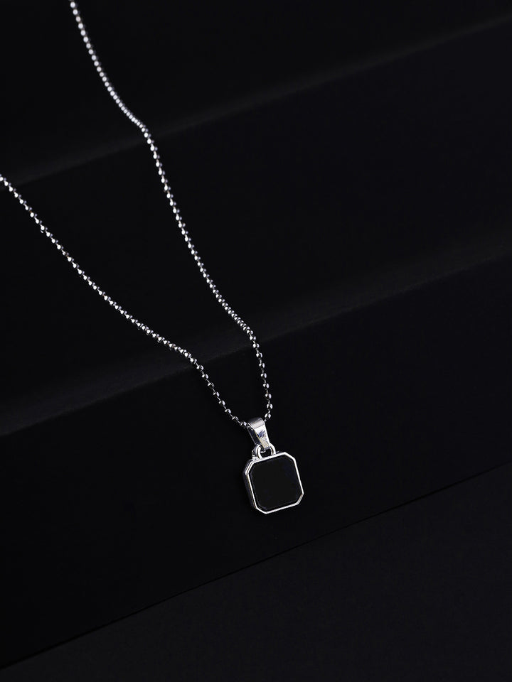Bold by Priyaasi A Timeless Silver-Plated Men's Statement Chain with Black Pendant